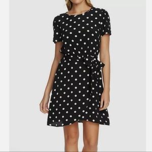 1.State Women Black Polka Dot Short-Sleeve Tie Keyhole A-Line Dress